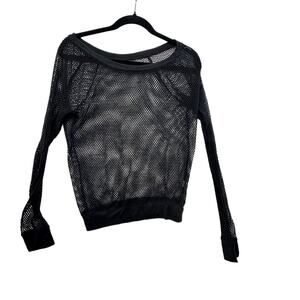 Pink Victoria's Secret net top open weave size XS black long sleeve